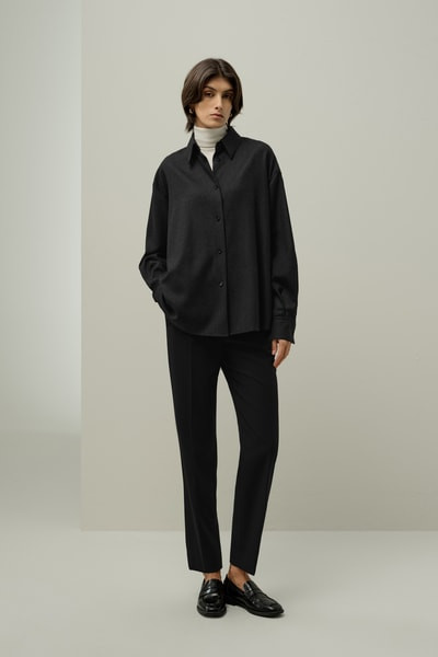 Silk-Wool Oversized Warm Shirt | LILYSILK