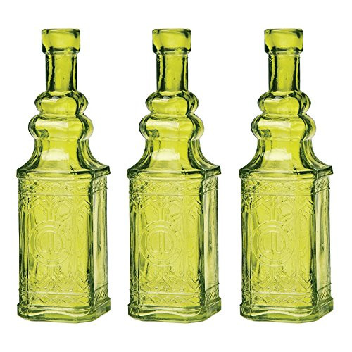 Luna Bazaar Chartreuse Green Ella Square Glass Bottle Set of 3 | Amazon (US)