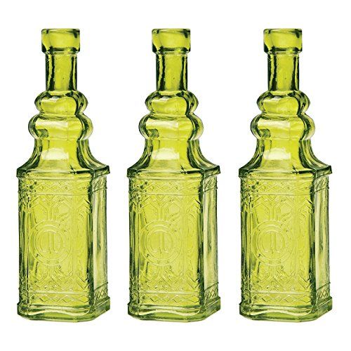 Luna Bazaar Chartreuse Green Ella Square Glass Bottle Set of 3 | Amazon (US)