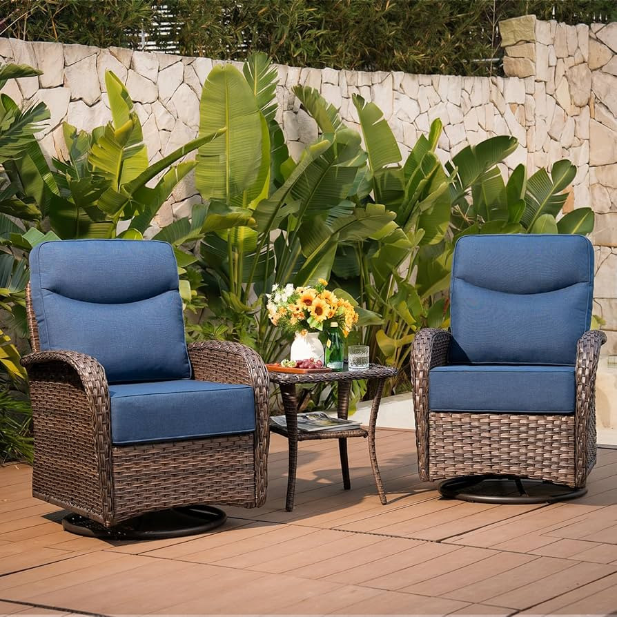 Belord Upgraded 6“ Cushion Luxury 3 Pieces Patio Furniture Set - All Weather Wicker Outdoor Swi... | Amazon (US)