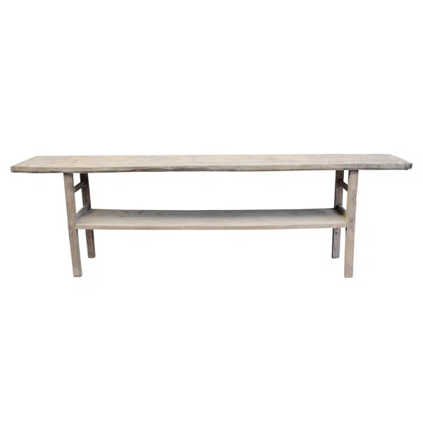Lily's Living Wood Vintage Altar Table With Shelf, Weathered White Wash | Wayfair North America
