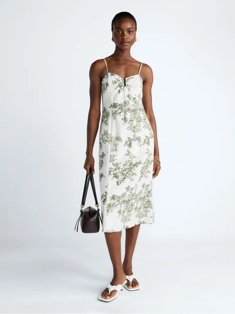 Scoop Women's and Women's Plus Sleeveless U-Ring Midi Dress, Sizes 0-18 | Walmart (US)