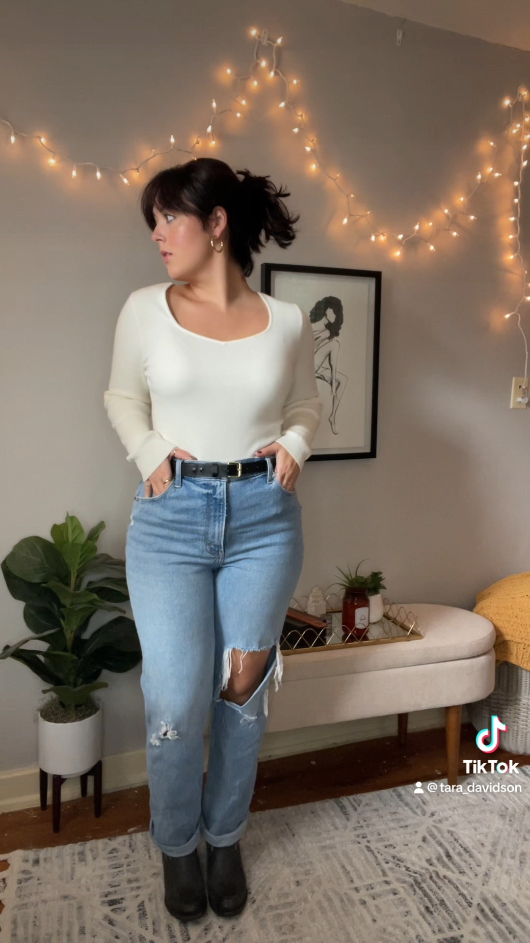 90s outfit inspo. Jeans are Abercrombie but they don’t have this exact style w the rips but they’re the 90s high rise straight. Tops from Marshall’s 

#LTKstyletip