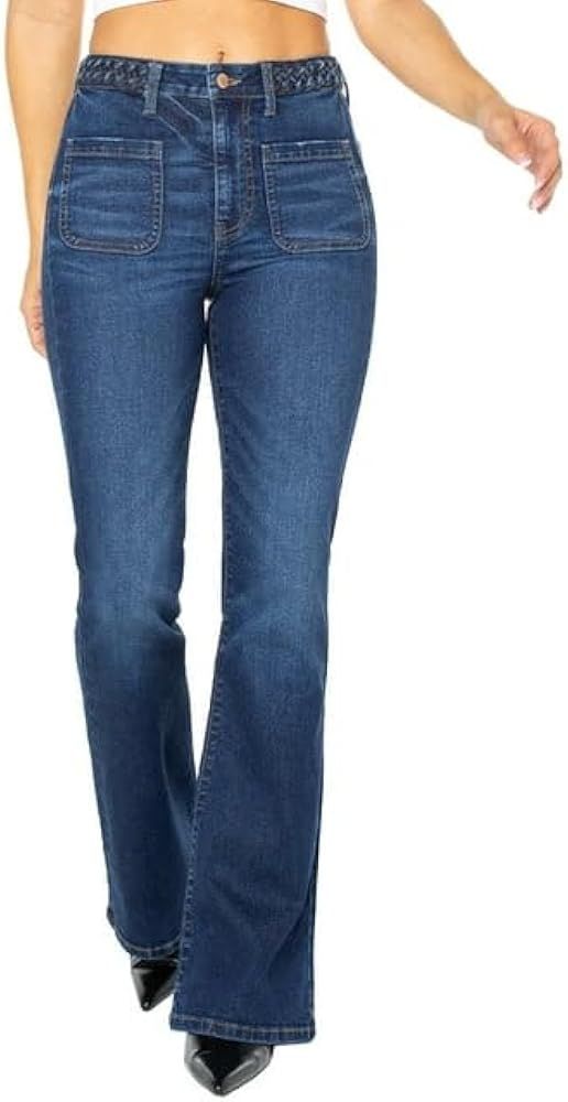 Celebrity Pink Women's Juniors Braided Waistband Flare Jeans | Amazon (US)