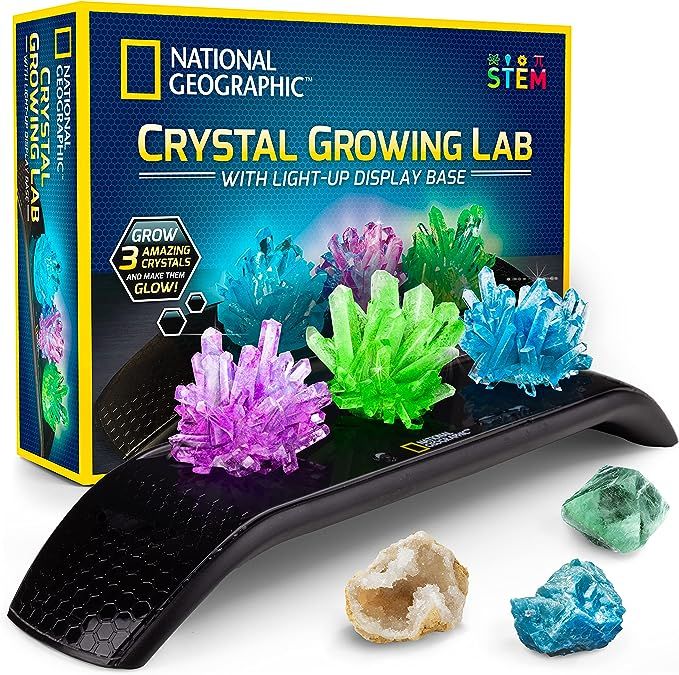 NATIONAL GEOGRAPHIC Crystal Growing Kit - 3 Vibrant Colored Crystals to Grow with Light-Up Displa... | Amazon (US)