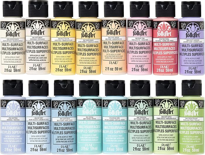 FolkArt Multi Surface Acrylic Paint Set Pastel Colors, Count, 2 Fl Oz (Pack of 16) | Amazon (US)
