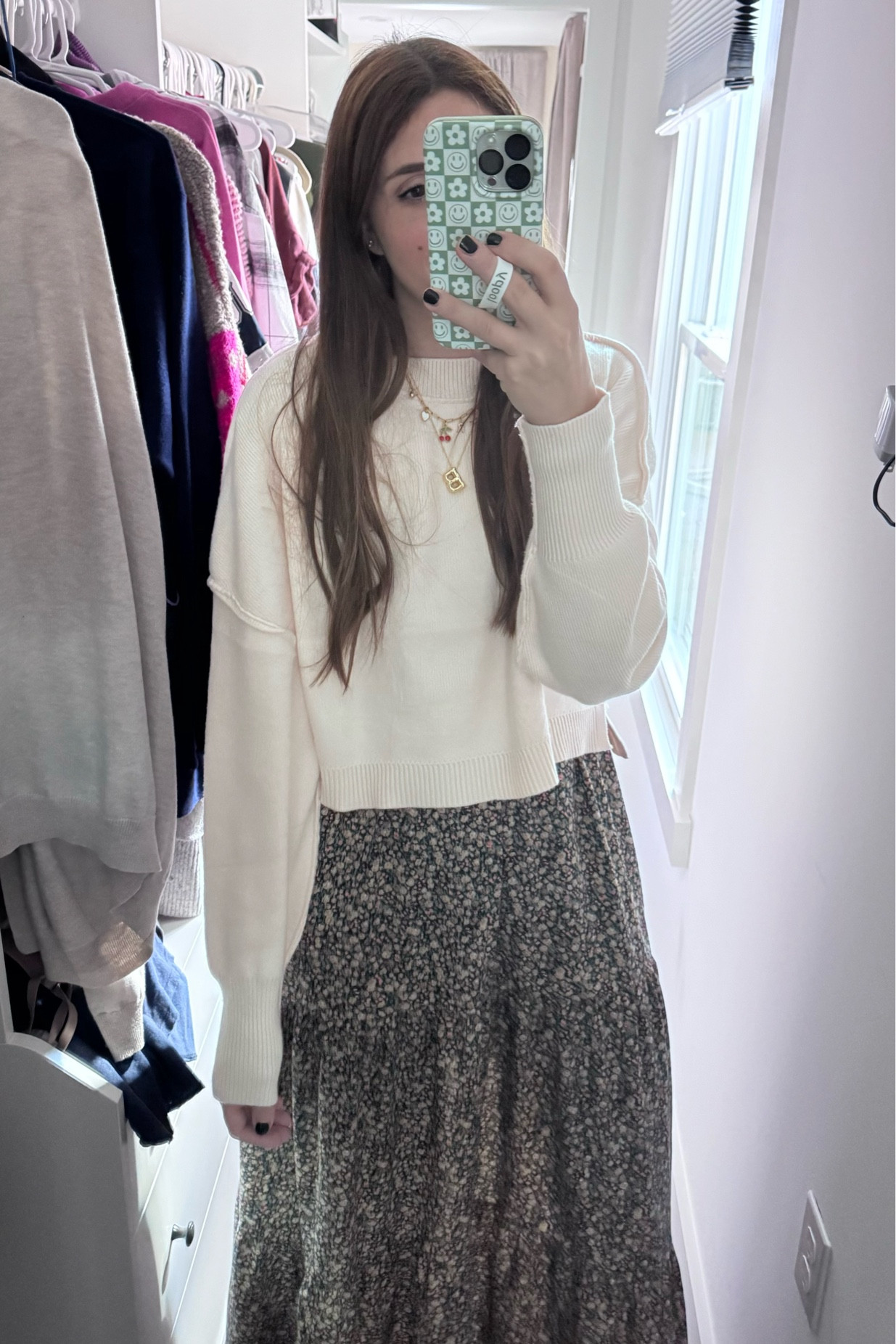 Perfect cropped sweater and o layer over dresses 