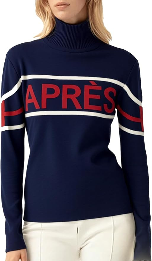 Women Turtleneck Sweaters Apres Ski Shirt with Mask Neck and Glove Sleeve Heavy Thick Fit Thermal... | Amazon (US)