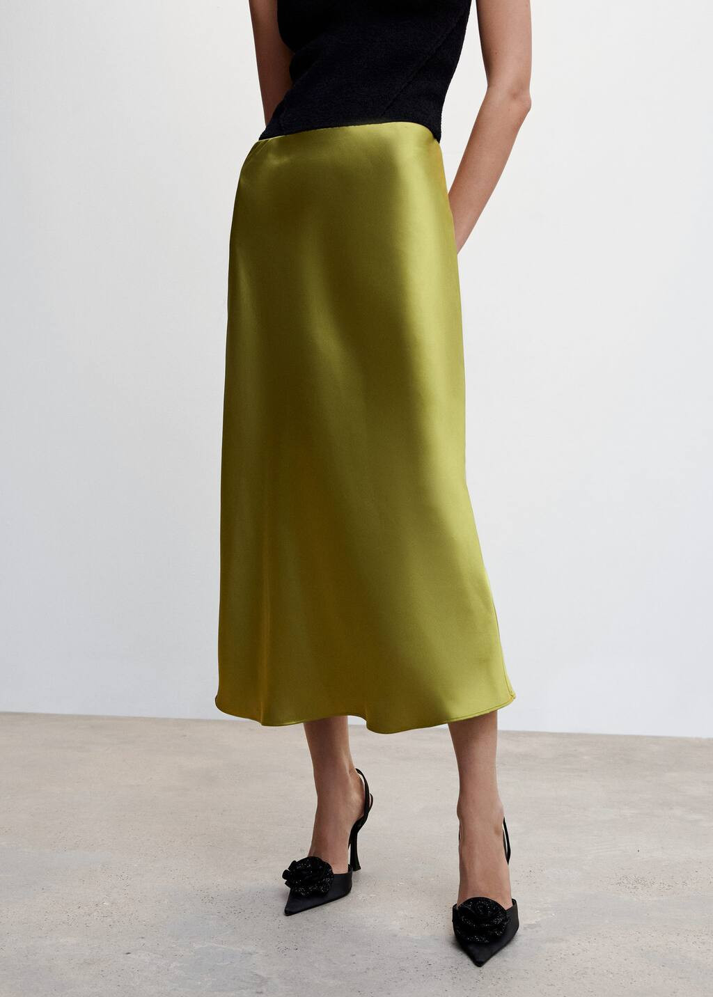 Midi satin skirt -  Women | Mango USA | MANGO (US)