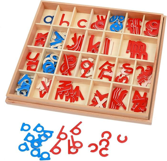 Wood - Small Movable Alphabet (Red & Blue) Adena Montessori Letter Materials Educational Tools Pr... | Amazon (US)
