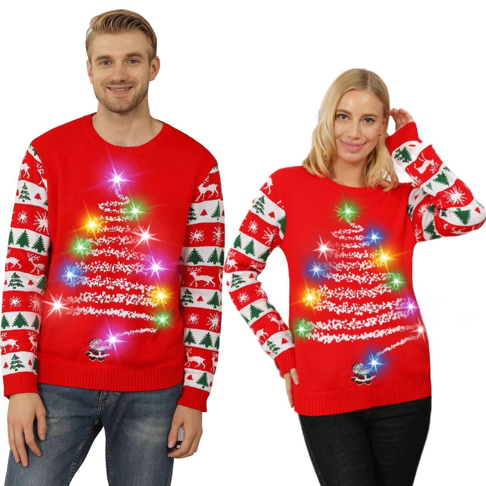 NIYPS NIYPS  Ugly Christmas Sweater for Women Men,Light up Christmas Sweater,Unisex Cute Xmas Tre... | Walmart (US)