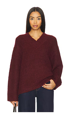 PISTOLA Talia Chunky V-Neck Long Sleeve Sweater in Claret from Revolve.com | Revolve Clothing (Global)