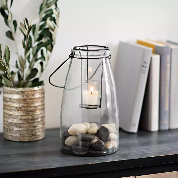 Clear Glass Lantern With Metal Insert | Kirkland's Home