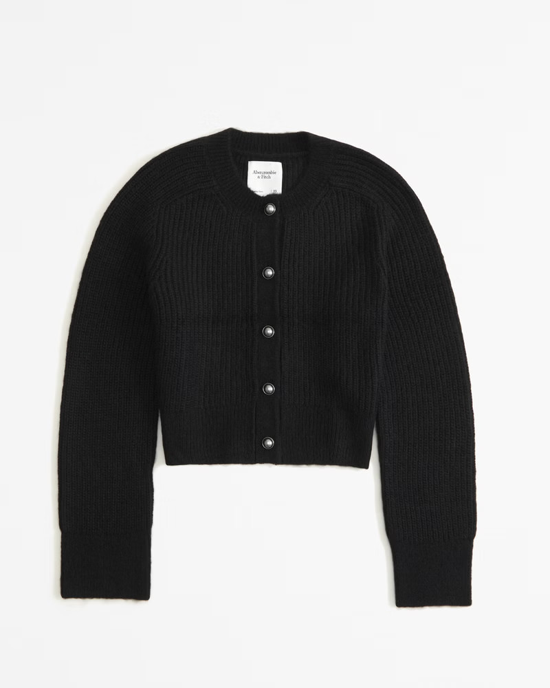 Abercrombie & Fitch Women's Crew Pearl Button Cardigan in Black - Size XXS | Abercrombie & Fitch (US)