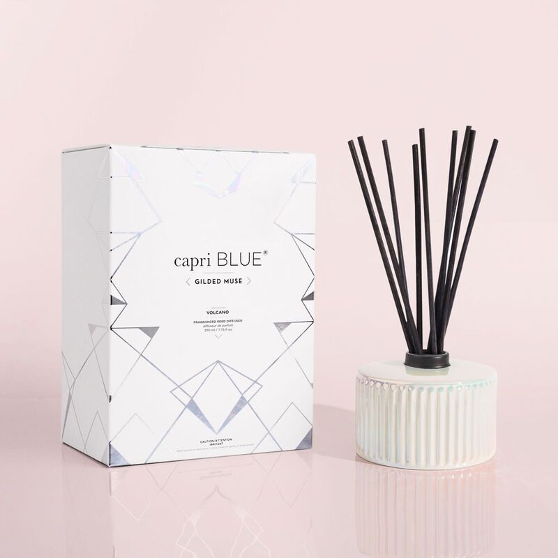 Volcano White Opal Gilded Reed Diffuser, 7.75 fl oz | Capri Blue | Capri-Blue
