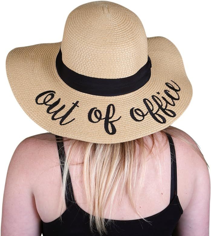 Women’s Bold Cursive Embroidered Adjustable Beach Floppy Sun Hat | Amazon (US)