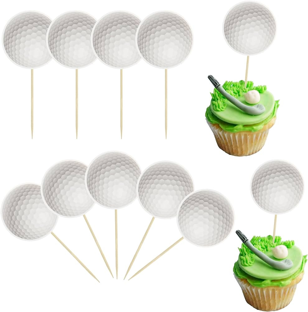 36Pcs Golf Cupcake Toppers Sports Golf Ball Cupcake Picks for Baby Shower Golf Outdoor Sports Pla... | Amazon (US)