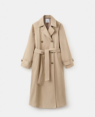 Women's Long Double-Breasted Trench Coat | Macy's