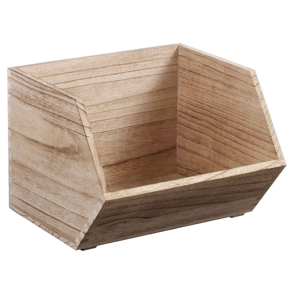 Small Stackable Wood Toy Storage Bin - Pillowfort , Brown | Target
