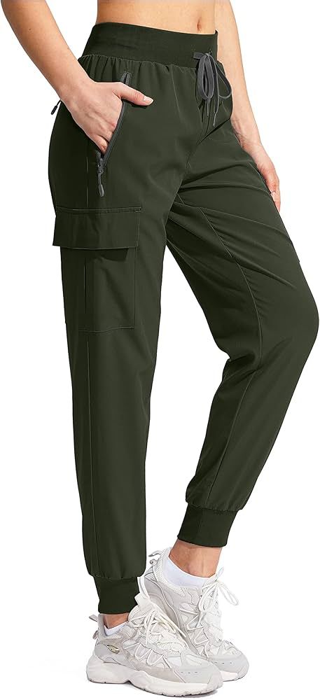 Soothfeel Women's Hiking Cargo Pants with Zipper Pockets Lightweight Quick Dry Travel Athletic Jo... | Amazon (US)
