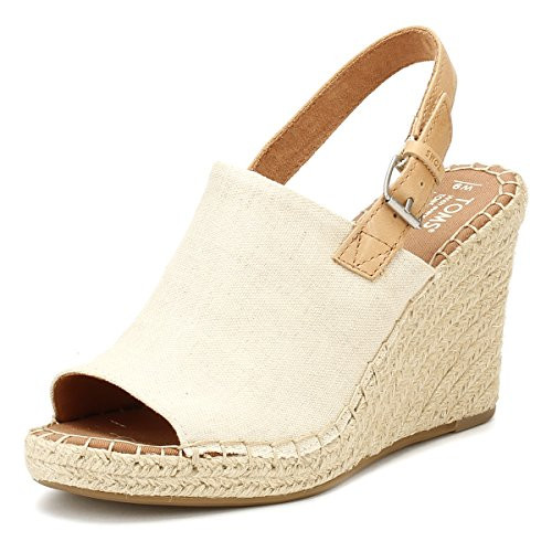 TOMS Women's Monica Wedge Sandal, Natural Oxford/Leather, 10 | Amazon (US)