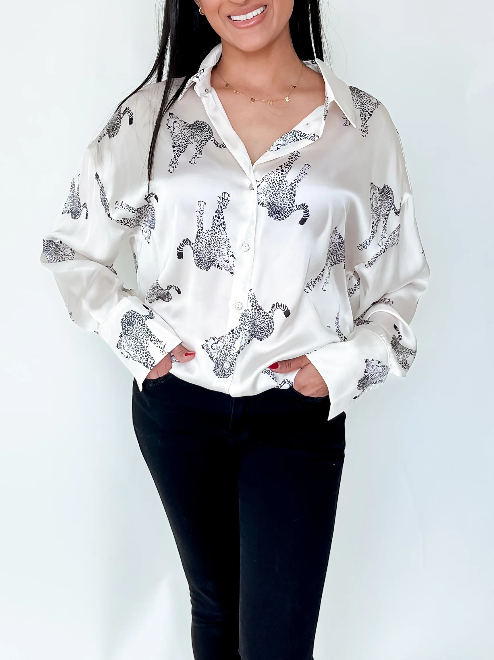 SO FIERCE SATIN SHIRT | Harper's Den