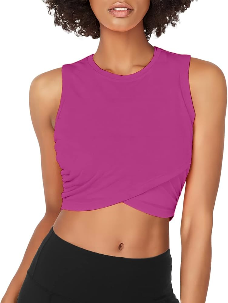 Sanutch Yoga Crop Tops Dance Tops Fitted Workout Crop Tops Yoga Tank Tops Athletic Sports Shirts ... | Amazon (US)