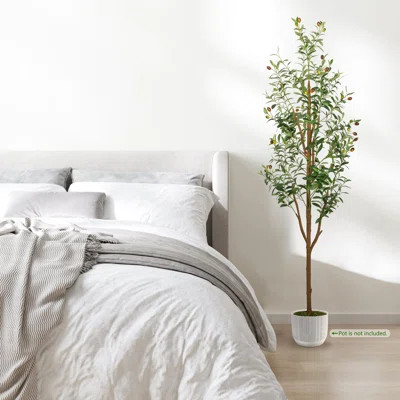 6FT Artificial Olive Tree - Indoor Tall Faux Olive Trees With Planter&Basket, Large Fake Olive Silk Tree Realistic Olive Plants With Branches And Frui | Wayfair North America