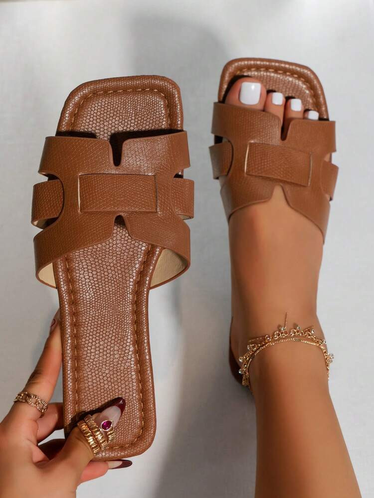 Korean Style Casual Flat Slippers For Women, Peep Toe, Woven, Roman, Summer, Fashion, Wear With D... | SHEIN