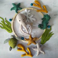 Ocean Sea Baby Felt Mobile, Nautical Mobile, Octopus Mobile, Turtle Mobile, Coral Mobile, Sea Creatures Hanger Mobile | Etsy (US)