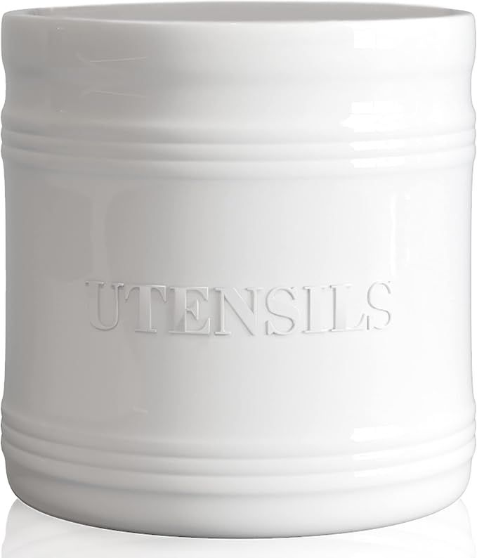 LAUCHUH Utensil Holder for Countertop Porcelain Utensil Caddy Farmhouse Kitchen Utensil Crock Lar... | Amazon (US)