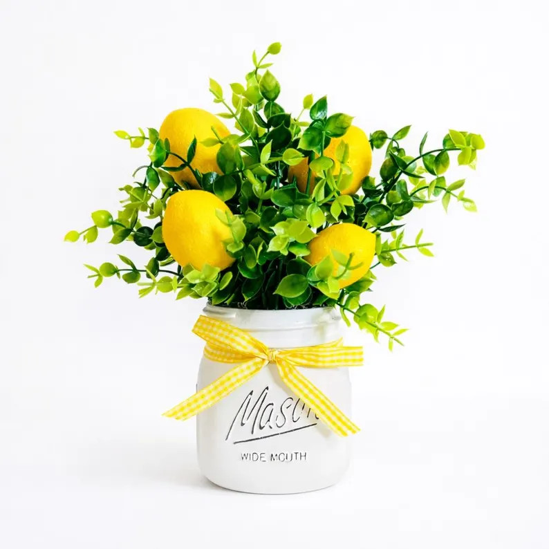 Lemon Mason Jar Decor: Farmhouse Tiered Tray Centerpiece | Etsy (US)