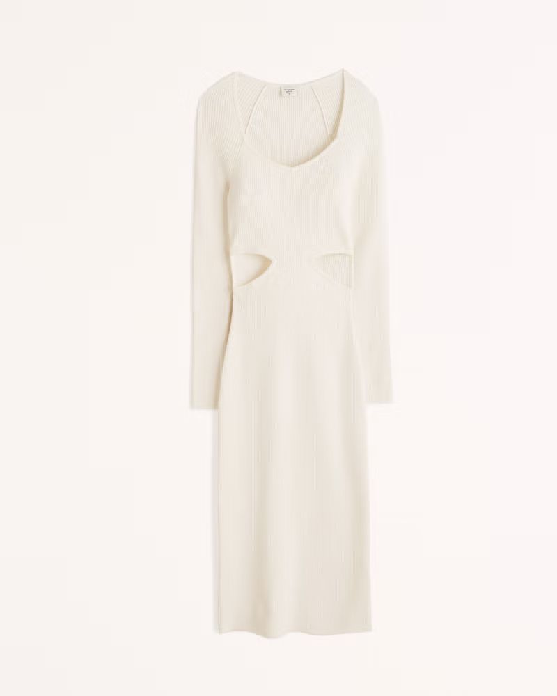 Long-Sleeve Cutout Midi Sweater Dress | Abercrombie & Fitch (US)