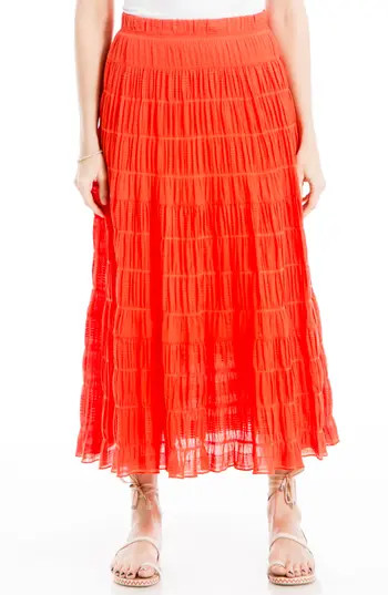MAX STUDIO Textured Midi Skirt in Papaya at Nordstrom Rack, Size X-Small | Nordstrom Rack