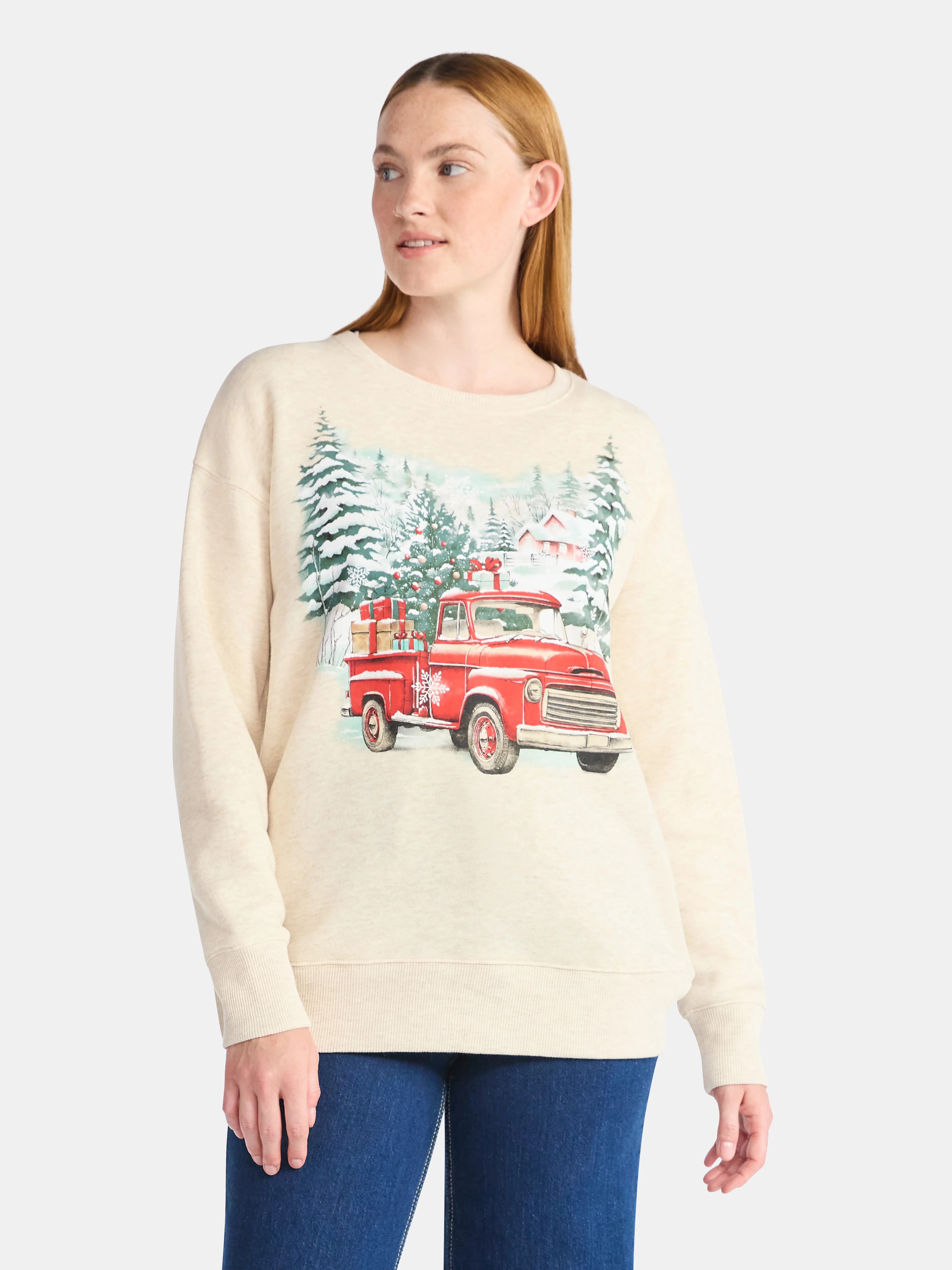 Women's Christmas Winter Cabin Graphic Fleece from Holiday Time, Sizes S-XXXL | Walmart (US)