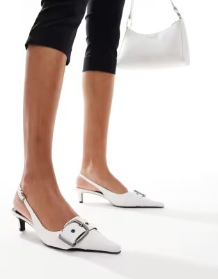 Mango buckle heel shoes in white | ASOS (Global)