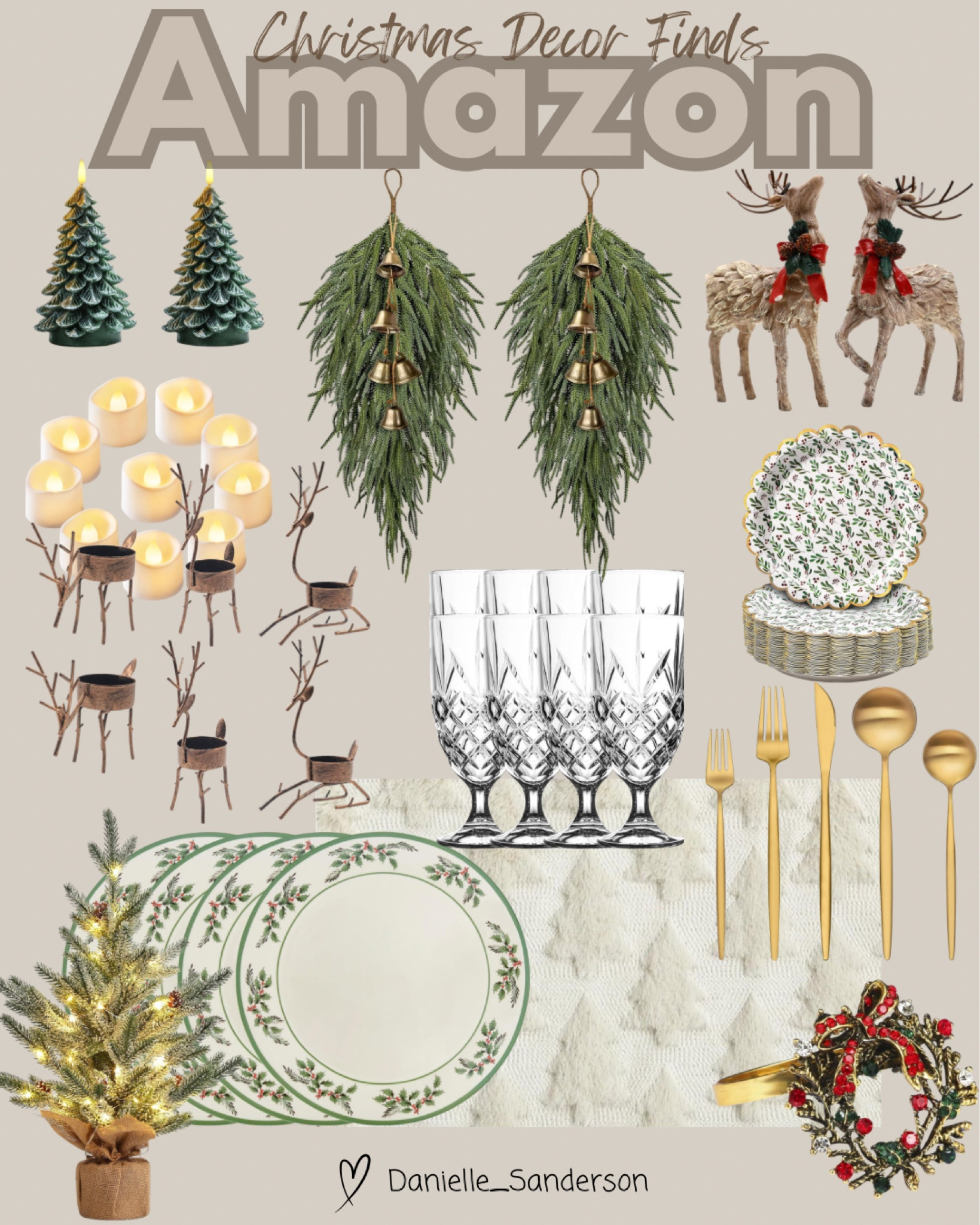 Amazon Christmas Decor Finds for Your Holiday Table ✨
If you’re looking for Christmas table décor, holiday place settings, or easy Amazon tabletop styling, these are my favorites this season. From holly dinner plates and gold flatware to crystal-style drinkware, LED candles, and festive greenery—these pieces make your holiday table feel warm, cozy, and elevated without the stress.

Shop my full Christmas tablescape, tabletop décor, holiday hosting essentials, and Christmas centerpiece ideas all linked here. Perfect for Christmas Eve dinner, holiday parties, or everyday festive styling! 🎄✨

#LTKHoliday #LTKSeasonal #LTKHome