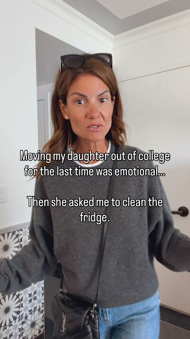 Moving your child out of college for the last time.
One of those moments that hits you when you least expect it.
I came prepared for the emotions. I was not prepared for the fridge. 😂
Sharing the casual outfit I wore for moving day: ✔️ Soft gray cashmere sweater ✔️ High-neck white tee that isn’t see-through ✔️ Mid-rise boyfriend jeans ✔️ Black sandals and crossbody bag
Sizing, I am in a size 24 in the midrise jeans. They run large size down one full size. I am wearing a small in the white T-shirt and a medium in the sweater. I could've ordered a small in the sweater, but I wanted it to be more oversized.

#LTKootd #LTKOver40 #LTKgrwm