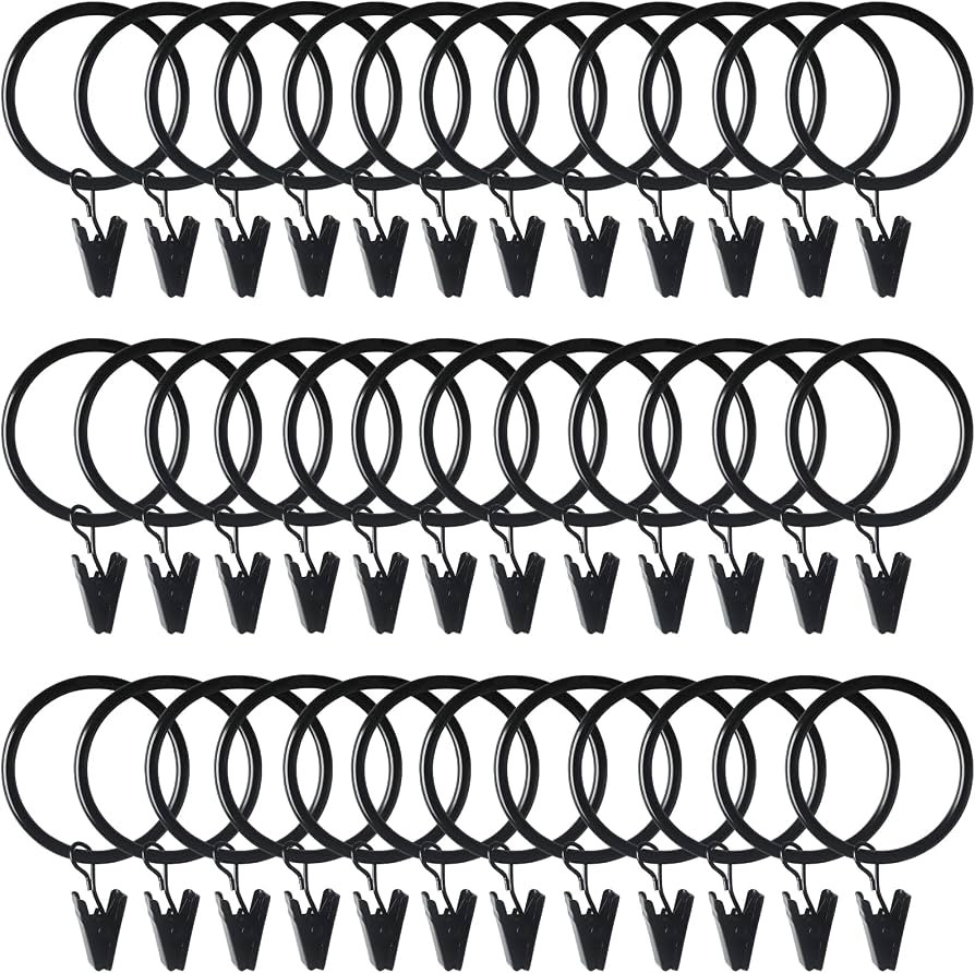 Topspeeder 36 Pack Curtain Rings with Clips 1.5 inch Internal Diameter Decorative Drapery Rustpro... | Amazon (US)