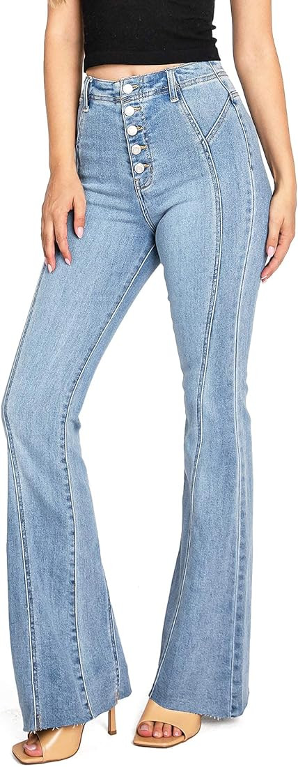 Women's Juniors High Rise Denim Bell Bottom Flares | Amazon (US)