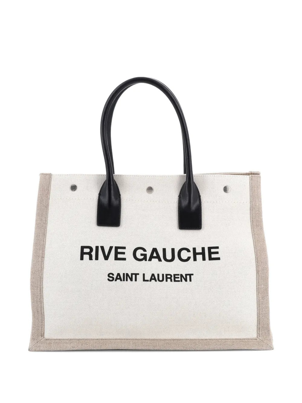 Saint Laurent Pre-Owned Rive Gauche Shopper Canvas Small tote bag - Neutrals | Farfetch Global