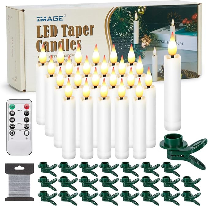 IMAGE LED Taper Candles Light Set Flameless 3D Wick Ivory Candles with Clip-on Christmas Tree Des... | Amazon (CA)