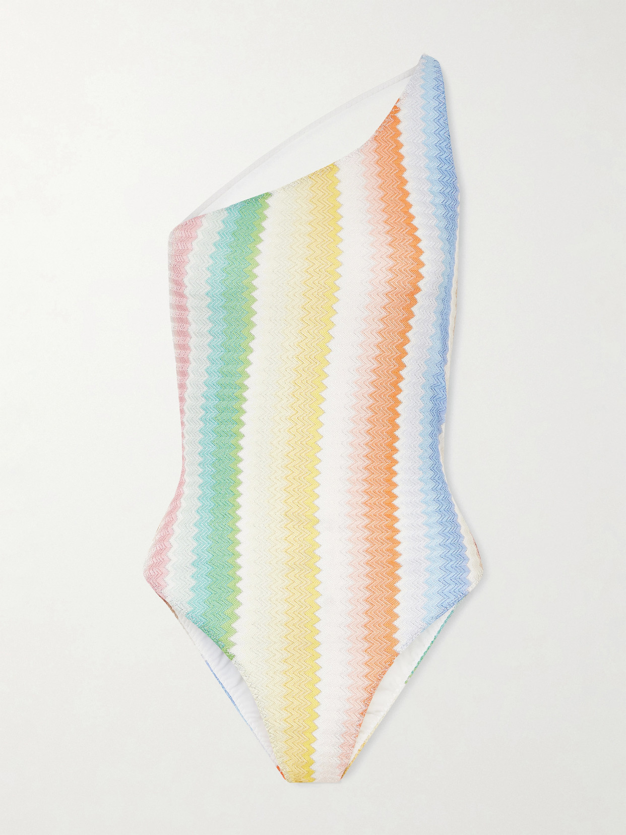 Missoni - Mare One-shoulder Striped Metallic Crochet-knit Swimsuit - Multi | NET-A-PORTER (US)