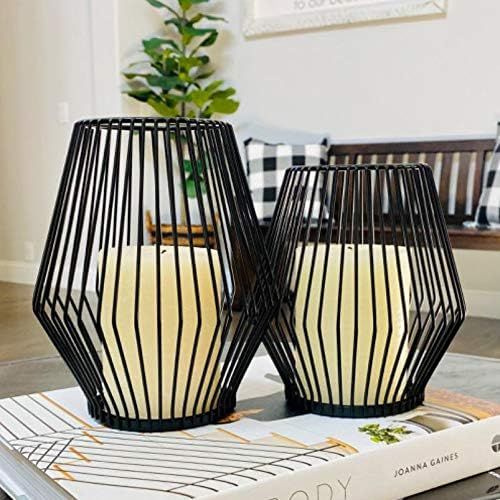 Black Metal Wire Tea Light Candle Holders for Indoor Outdoor,Set of 2 Events,Parties and Wedding ... | Amazon (US)