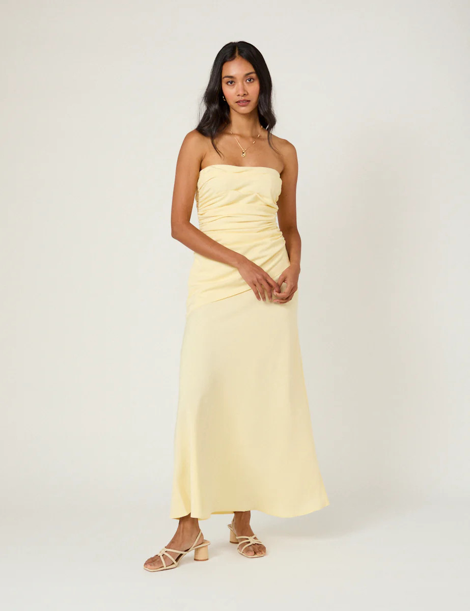 Butter Yellow Bandeau Kiva Maxi Dress | Nobody's Child