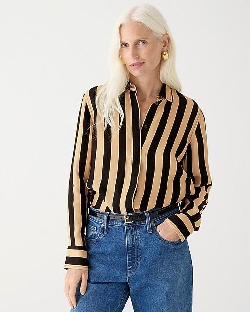 Classic-fit cupro-blend shirt in stripe | J. Crew US