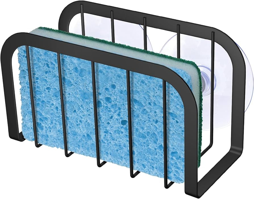 Sponge Holder for Kitchen Sink,Kitchen Caddy with Sponge Holder,Dish Soap Holder - Black | Amazon (US)