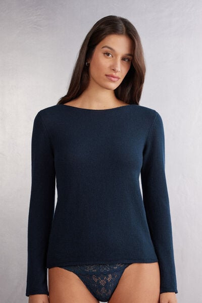 Intimissimi 100% Cashmere Long Sleeve Top Woman Blue Size M | Intimissimi (US)