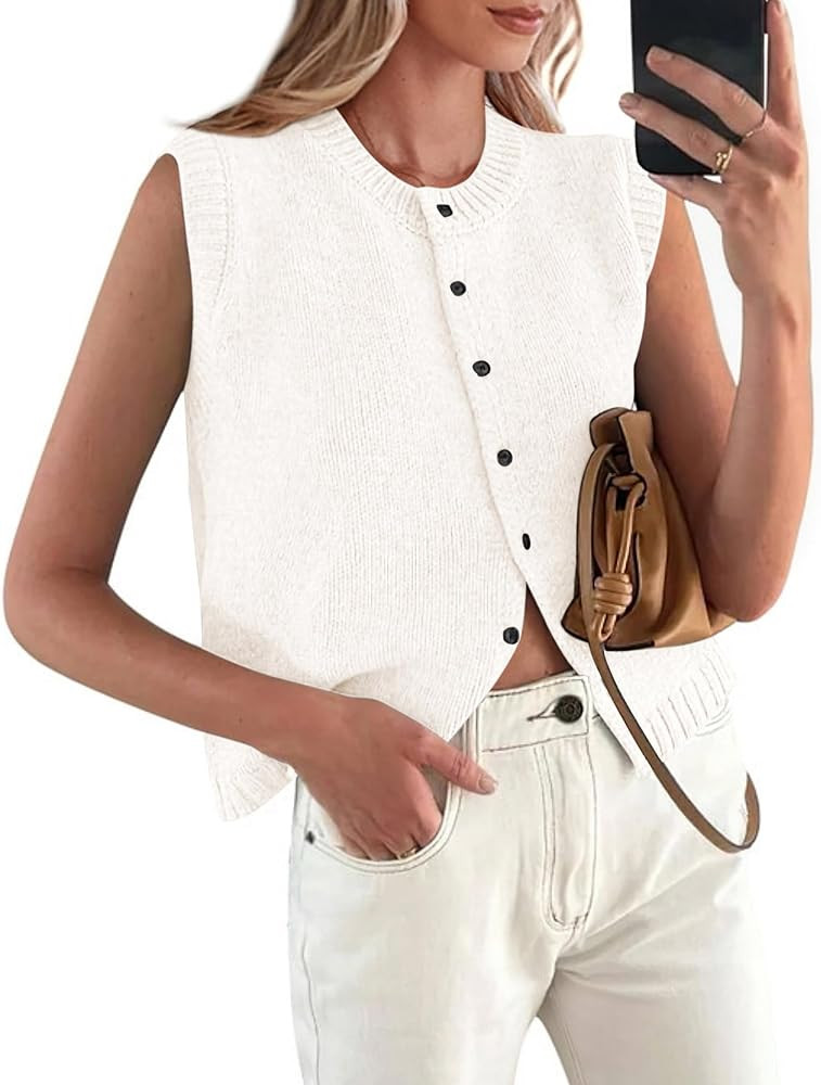 PRETTYGARDEN Womens Sweater Vest Cardigans 2025 Fall Lightweight Casual Sleeveless Button Down Kn... | Amazon (US)