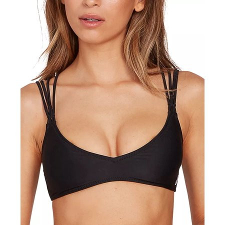 Volcom BLACK Juniors Simply Solid V-Neck Bikini Swim Top US Medium | Walmart (US)